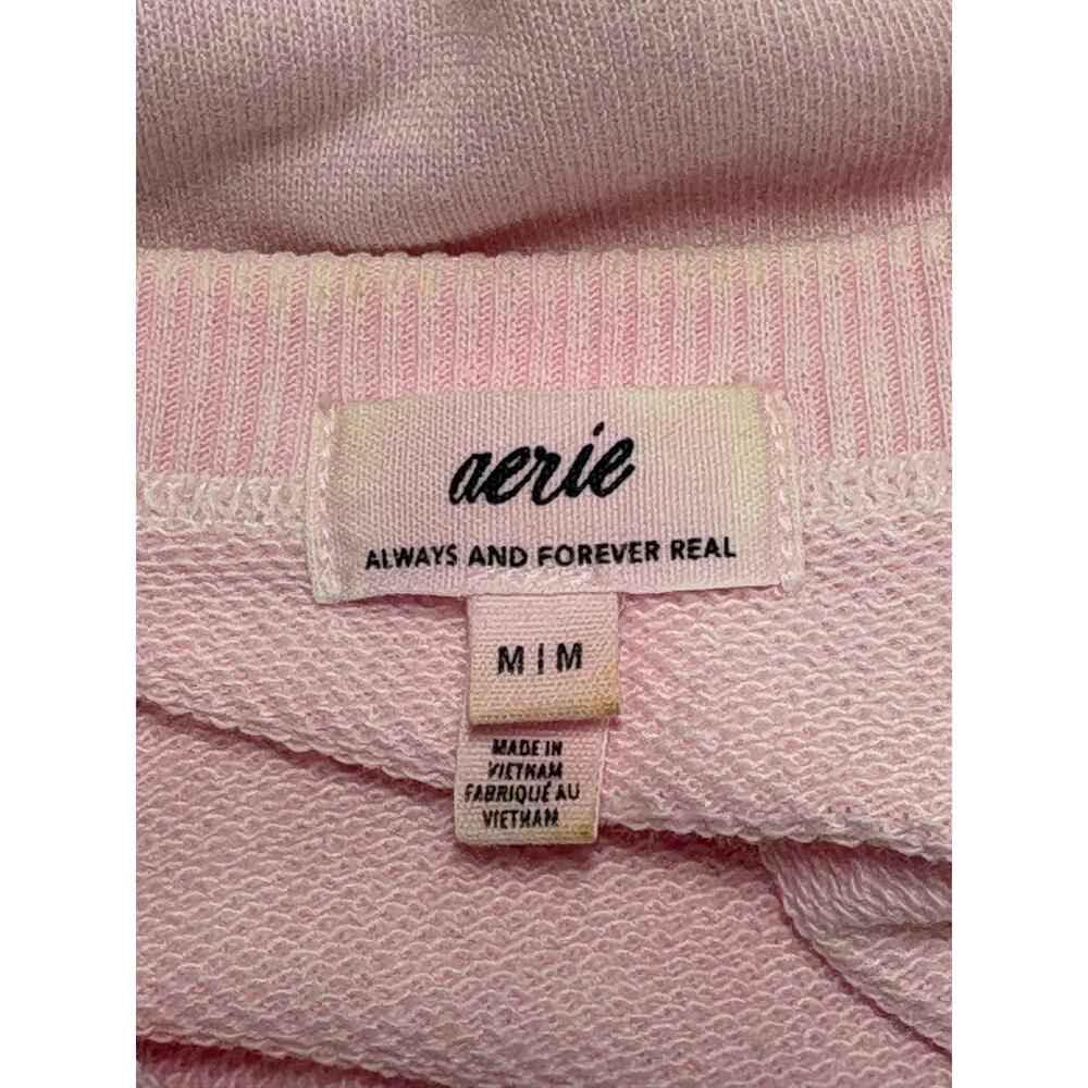 Aerie Seams Right Short Sleeve Cropped Sweatshirt Women's Medium Soft Pink - Picture 7 of 9